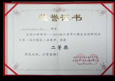 Second Prize of Wenzhou Division Entrepreneurship Competition